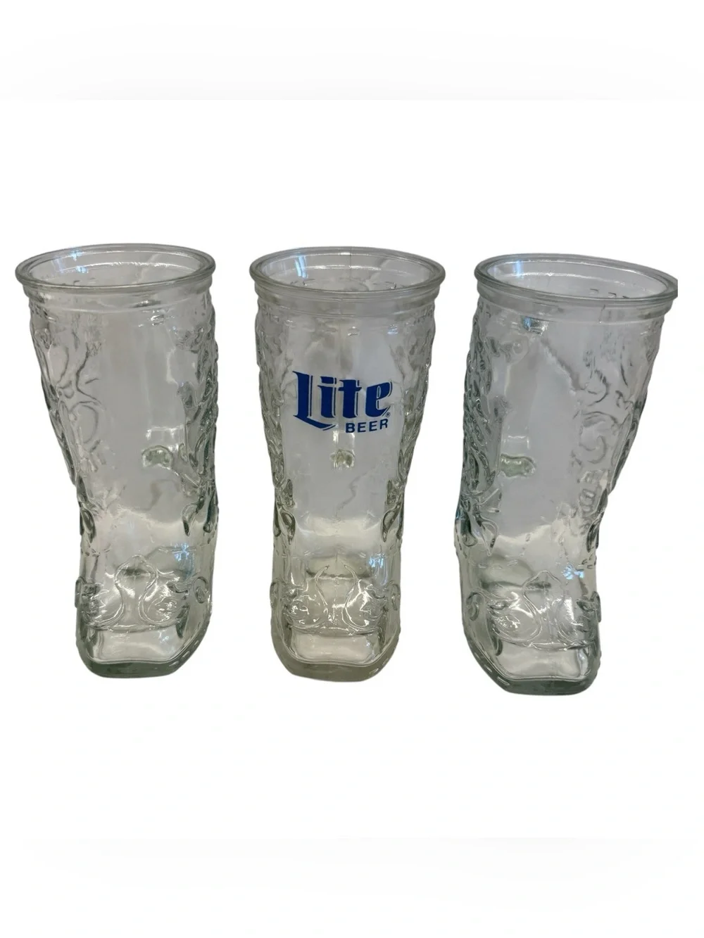 Vintage Miller Lite Cowboy Boot Beer Glasses Set of 3 Western Barware Cowboy Mug